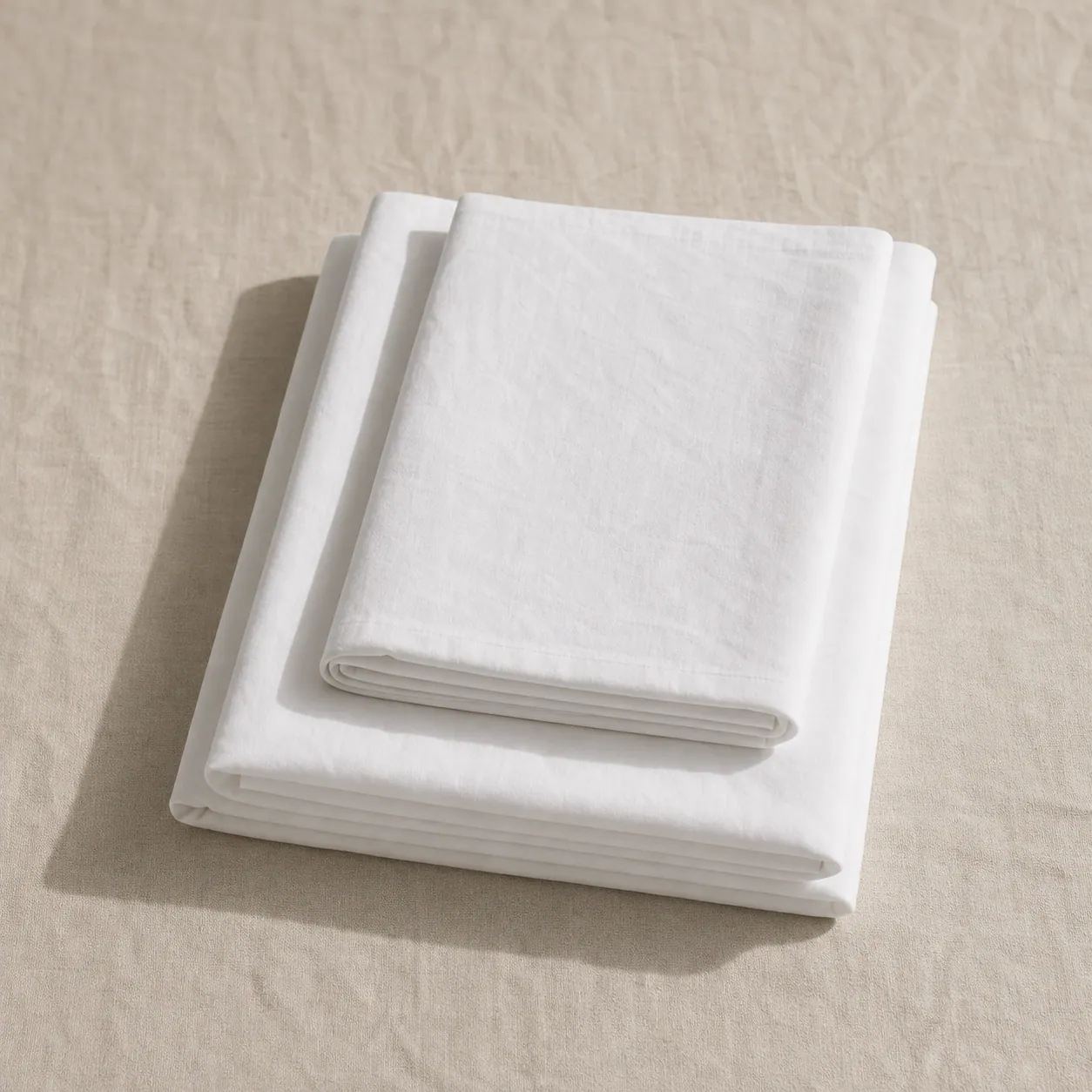 Crisp white folded linen, evoking a fresh, deep-cleaned finish